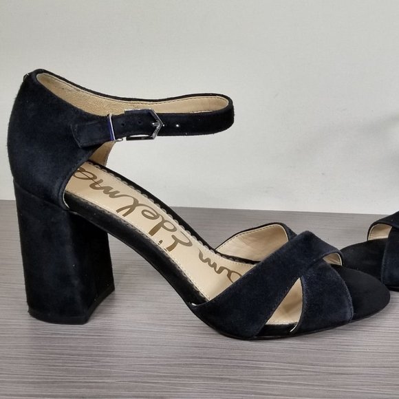 Sam Edelman Orlane Ankle Strap Sandal, Black Suede, Womens Size 7 - Picture 7 of 10
